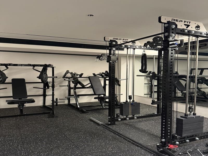 Rubber gym mat showing signs of surface aging